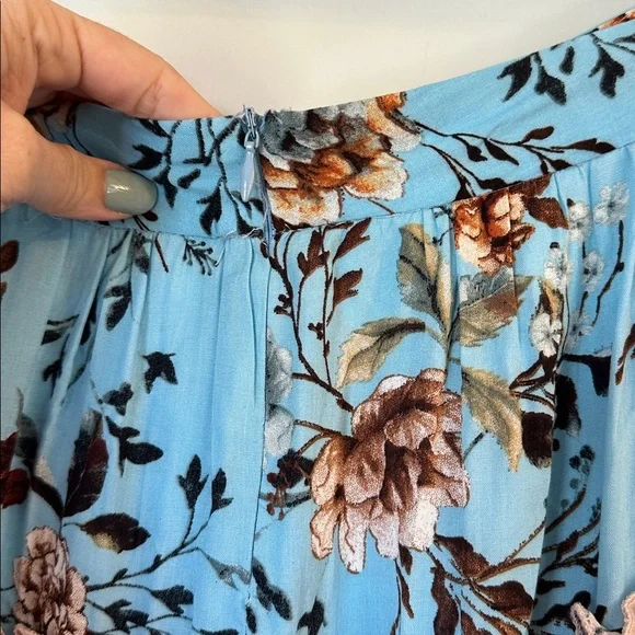 L'Atiste By Amy Boho Maxi Skirt Floral Tiered spring pink blue size medium - Picture 5 of 5